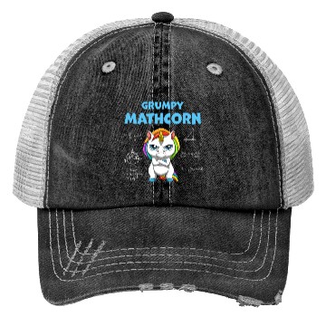 Discover Funny Math Teacher Grumpy Unicorn Trucker Hats