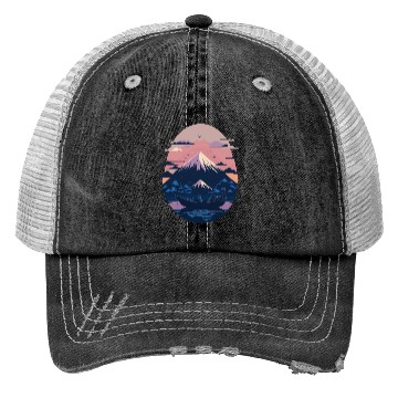 Discover Serene Mount Fuji Sunset Peaceful River Scenery Trucker Hats