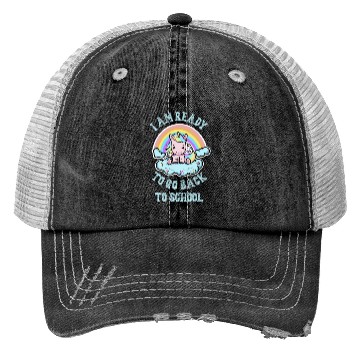 Discover Ready to Go Back to School Kawaii Unicorn Rainbow Trucker Hats