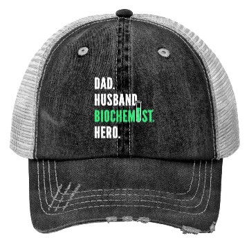 Discover Biochemist Biochemistry Funny Science Teacher Dad Trucker Hats