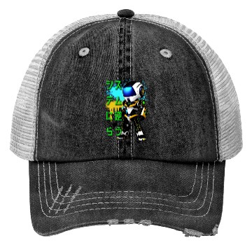 Discover Chibi Mecha: A Cute Cyberpunk Design 6 Trucker Hats