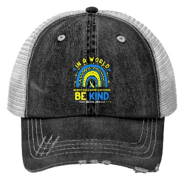 Discover Be Kind Down syndrome Awareness October Teacher Trucker Hats
