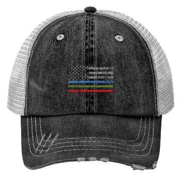 Discover Thin Blue Green Red Line American Flag Support Trucker Hats