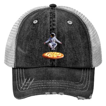 Discover Hovering astronaut over pizza Trucker Hats