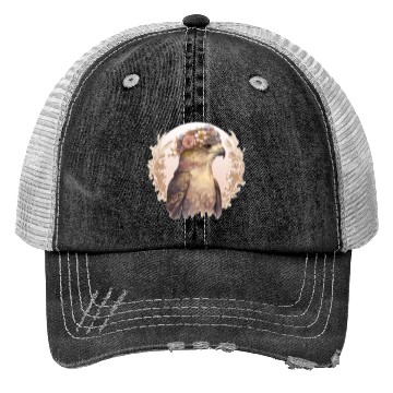 Discover Watercolor Hawk Bird Of Prey Flower Crown Floral B Trucker Hats