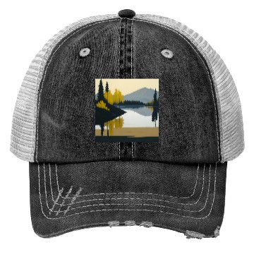 Discover "Tranquil Views" - Minimalist landscape design Trucker Hats