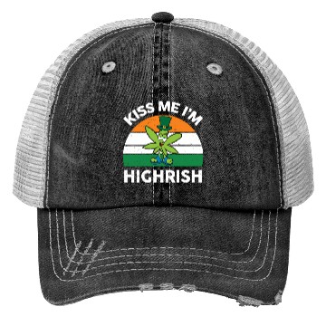Discover St Patricks Day Kiss Me Im Highrish Marijuana Trucker Hats