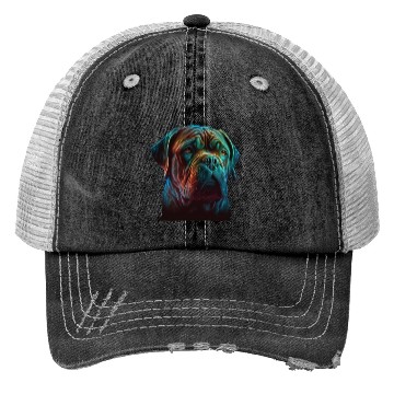 Discover AI-Generated Dogue de Bordeaux Neon Art Trucker Hats
