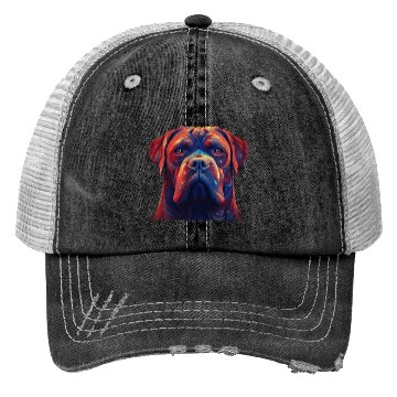 Discover Psychedelic AI Dogue de Bordeaux Trucker Hats