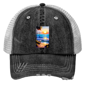 Discover A sunrise with a seaside view-2 Trucker Hats