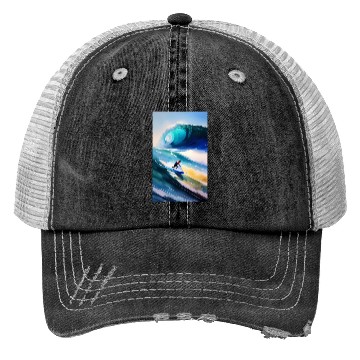 Discover A surfer sailing on rough seas Trucker Hats