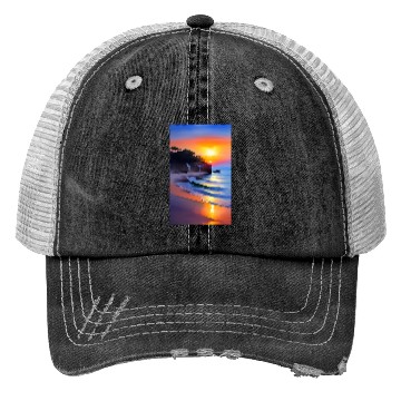 Discover A sunrise with a seaside view Trucker Hats