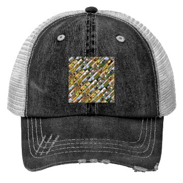 Discover Wildlife Stripe Brown Collage Trucker Hats