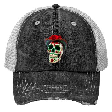 Discover Realistic Floral DOTD Skull Trucker Hats