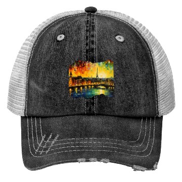 Discover Starry Night over Paris Van Gogh Eiffel Tower Trucker Hats