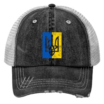 Discover Ukraine Ukraina Ukrainian Flag On Back Trucker Hats