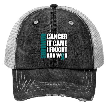 Discover Ovarian Cancer Fight Cancer Ribbon Trucker Hats