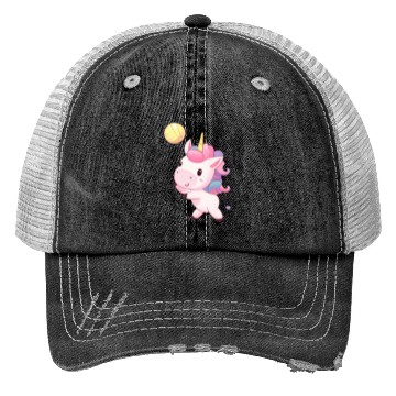 Discover Cute Unicorn Playing Volleyball Trucker Hats