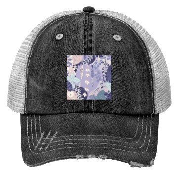 Discover Wisteria Pattern, Japanese Kimono Fabric Pattern Trucker Hats
