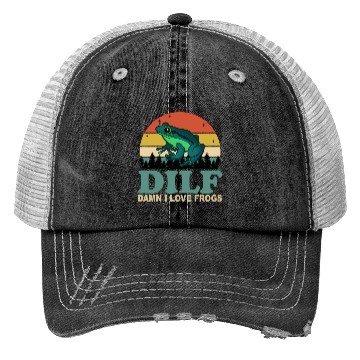 Discover Dilf-Damn I Love Frogs Saying Frog-Amphibian Trucker Hats