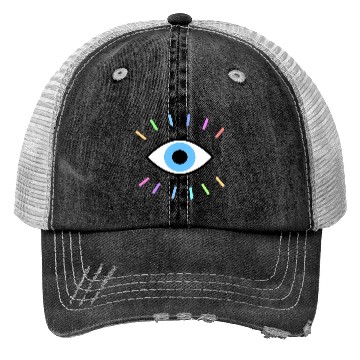 Discover Evil Eye With Rainbow Lashes Trucker Hats