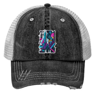 Discover Cyberpunk Cityspace Trucker Hats