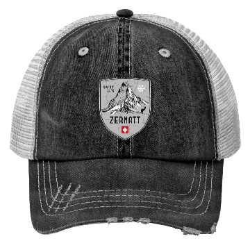 Discover Zermatt Matterhorn Mountain Switzerland Emblem Trucker Hats