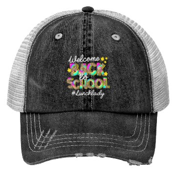 Discover Leopard Welcome Back To School Lunch Lady Life Trucker Hats