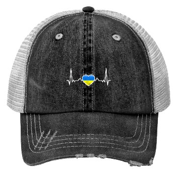 Discover Heartbeat Ukraine Heart Ukrainian Flag Trucker Hats