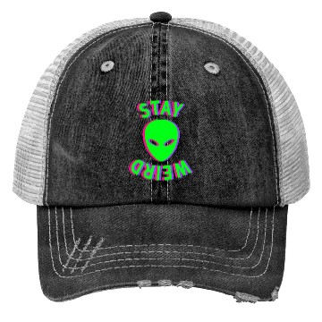 Discover Awesome Stay Weird Alien Face Glitch Ufo Extraterr Trucker Hats
