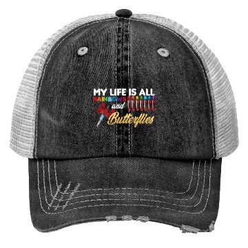 Discover Reaction Glass Butterfly Rainbow Phlebotomy Labora Trucker Hats