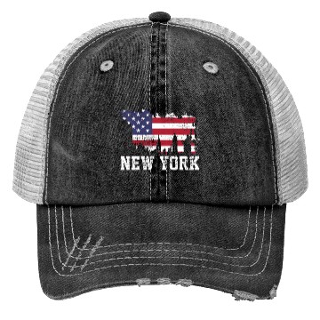 Discover New York City Nyc Skyline Usa Flag America Trucker Hats