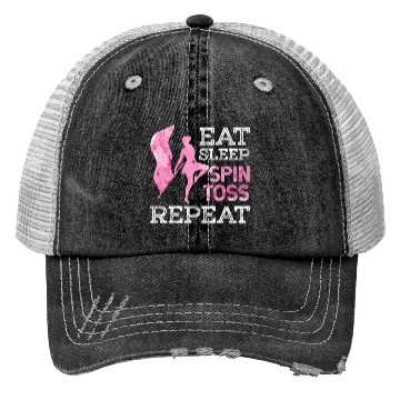 Discover Eat Sleep Spin Toss Repeat Color Guard Winter Marc Trucker Hats