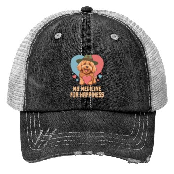 Discover My Medicine For Happiness Goldendoodle Dog Dad Trucker Hats