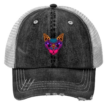 Discover Black Neon Cat Trucker Hats