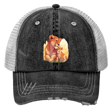 Discover Lion cub with mother Trucker Hats