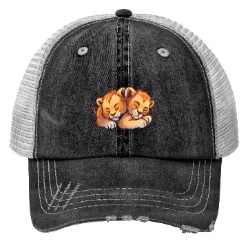 Discover Sleeping Lion Cubs Trucker Hats