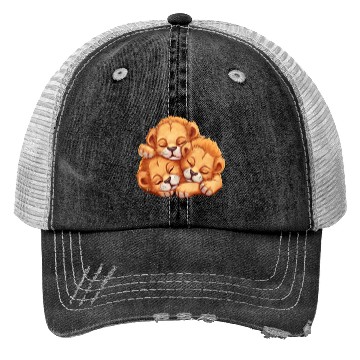 Discover Sleeping lion cubs Trucker Hats