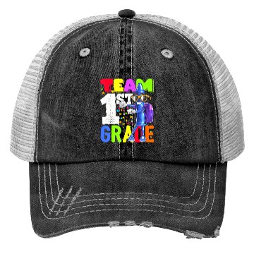 Discover Team 1st Grade Flossing Crayon Back to School Kid Trucker Hats