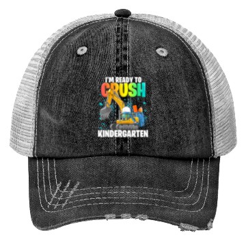 Discover Kindergarten Excavator Construction Back to School Trucker Hats