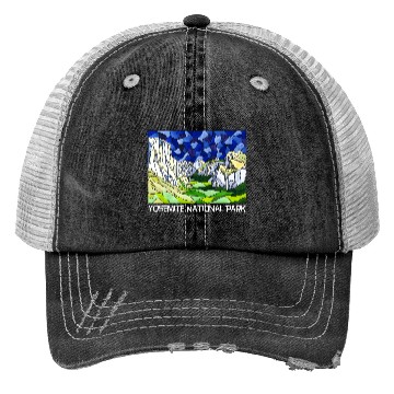 Discover Yosemite Valley Stained Glass Style Trucker Hats