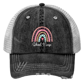 Discover School Nurse Rainbow Leopard Back To School Apprec Trucker Hats