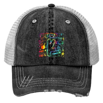 Discover Pre-K Typography Tie Dye Back To School Teacher St Trucker Hats