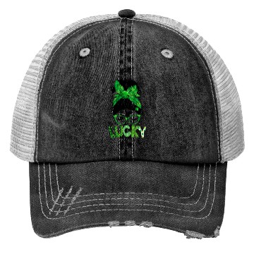 Discover Lucky Mama Messy Bun Leopard Shamrock St Trucker Hats