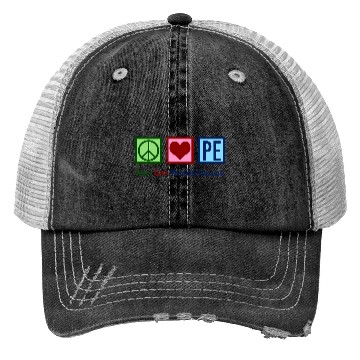 Discover Peace Love Pe Teacher Physical Education Trucker Hats