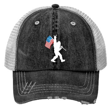 Discover Bigfoot Rock And Roll Usa Flag For Sasquatch Trucker Hats