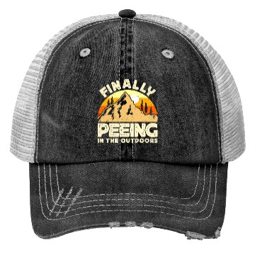 Discover I love peeing Outside Hiker funny Mountains Trucker Hats