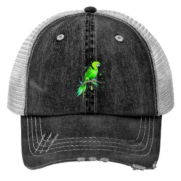 Discover A green parakeet ink drawing Trucker Hats