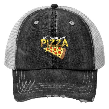 Discover Pizza Swimming Lover Gift Will Swim For Pizza Trucker Hats