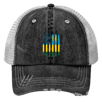 Discover Rwanda And America Flag Rwandan American Flag Trucker Hats